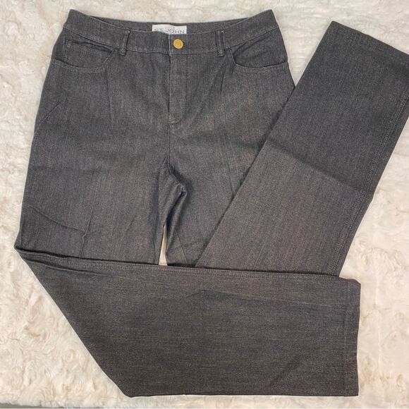 St. John Collection Women's Straight Leg Jeans Size 4 Black Gold Shimmer Holiday - Picture 1 of 13